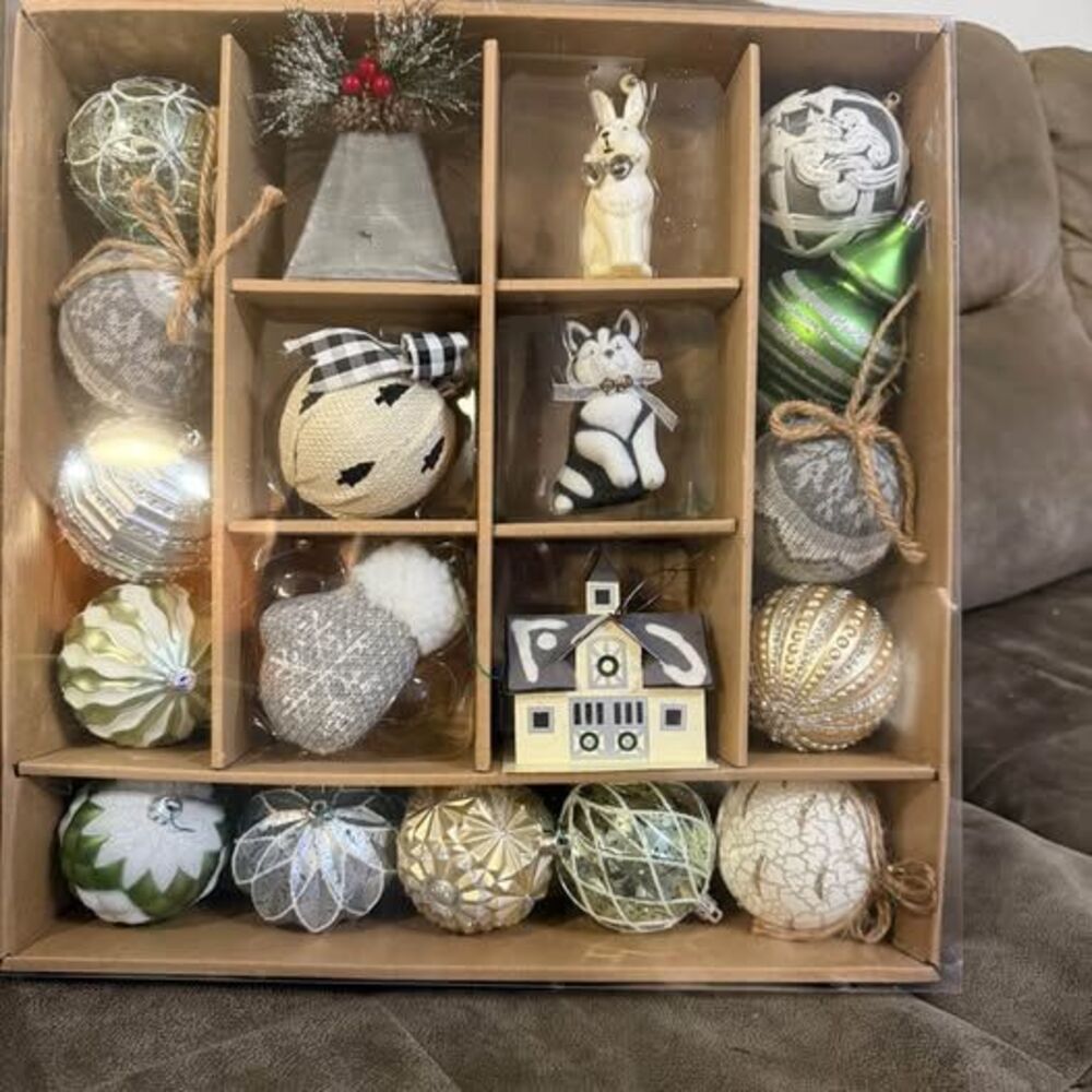 19-piece Home Accents Holiday Powder Creek Christmas ornament set.